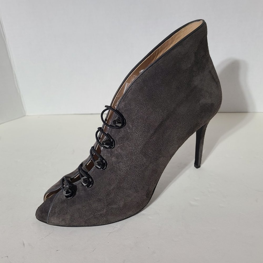 Pancaldi by Diane B. Women's Shoes Slip On Open Toe Suede Ankle Bootie Grey 41